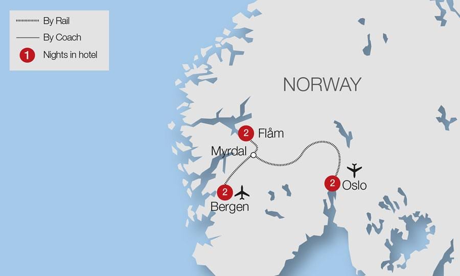 Karta pruga flåm Norveška