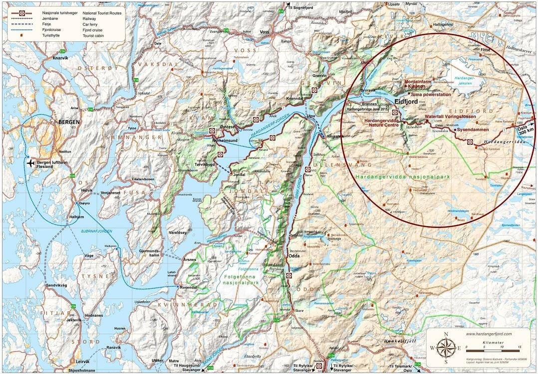хардангерфьорд Norveška karti