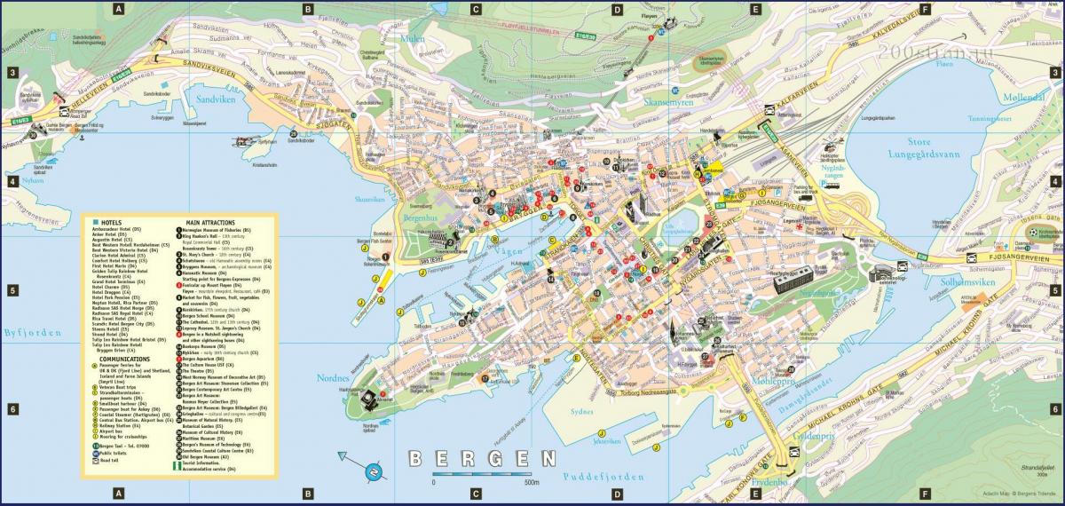 grad Bergen Norveška na karti