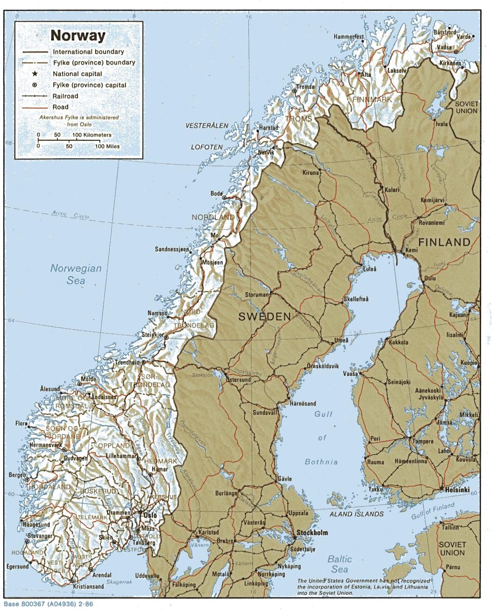 geografska karta Norveškoj