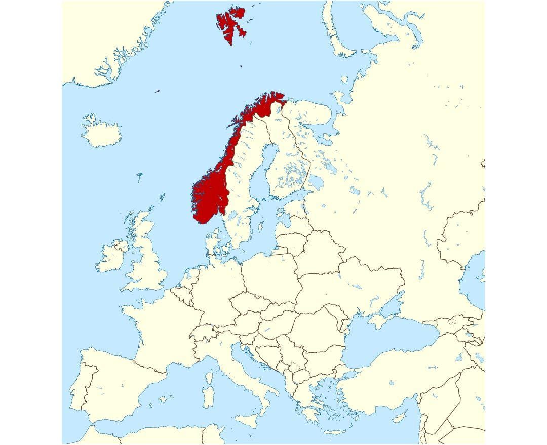 Lokacija Norveške na karti