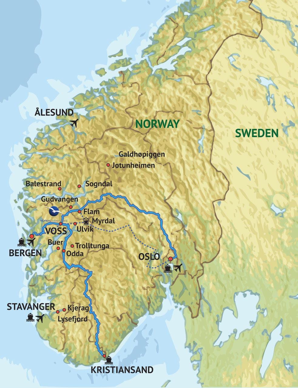 Karta Zapadne Norveške