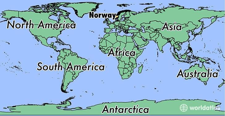 Karta Norveške mjesto u svijetu 