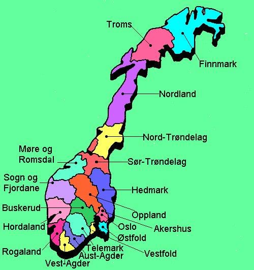 Karta nacionalne turističke rute Norveškoj 
