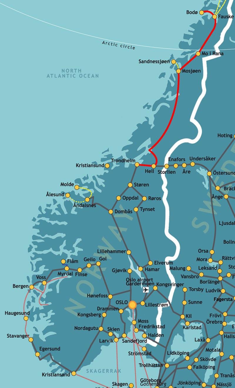 Karta Norveške Sjeverne željeznice