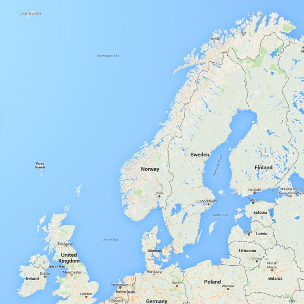 Duž Norveške obale na karti