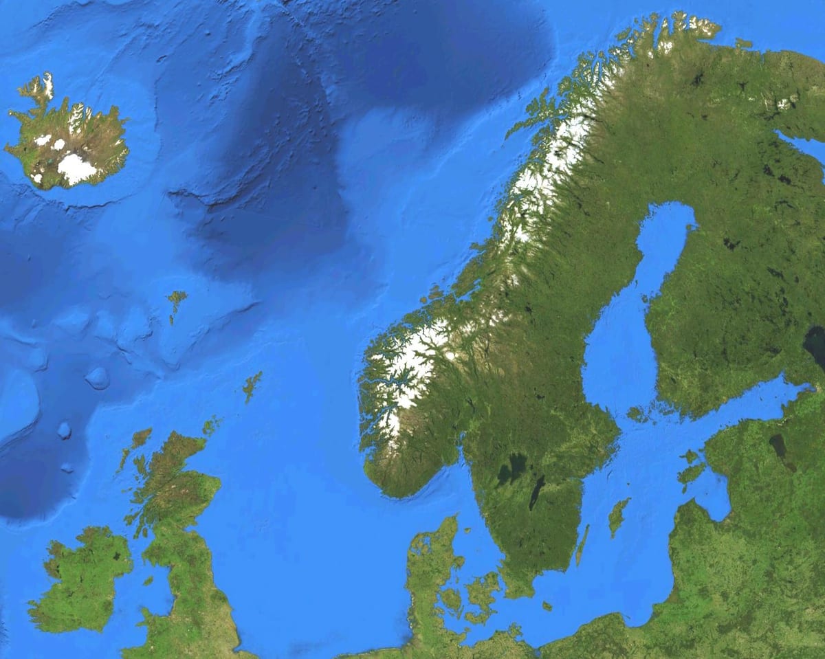 Karta satelitska Norveška 