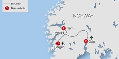 Karta pruga flåm Norveška