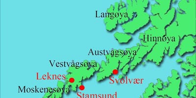 Лофотенские island Norveška na karti