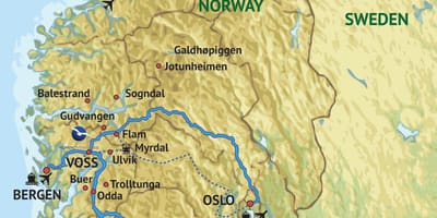 Karta jugozapadu Norveške