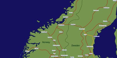 Karta željezničkih pravaca Norveškoj 