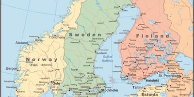 Karta zemlje Norveška 